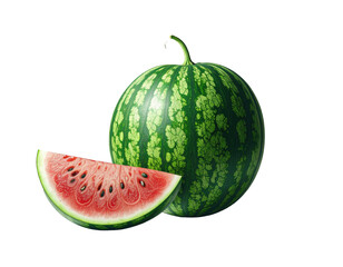 Whole and sliced watermelon, vibrant colors