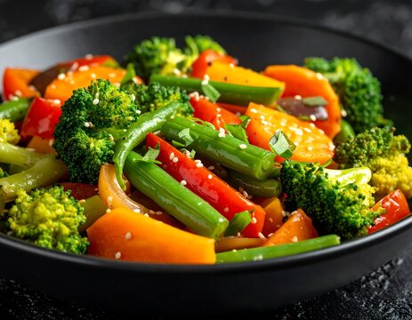Colorful stir-fried vegetables in a bowl - Powered by Adobe