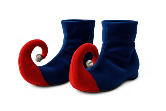 Elf costume shoes with bells on transparent background