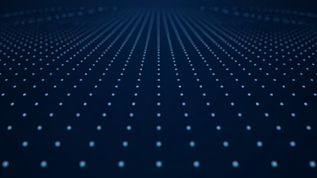 A mesmerizing array of blue dots stretches into the distance, creating a sense of depth and technological sophistication