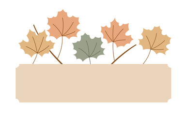 A text background with a composition of maple leaves. Vector element for autumn design.