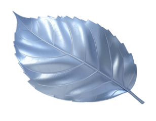 3D rendered, light-blue leaf, detailed veins (1)
