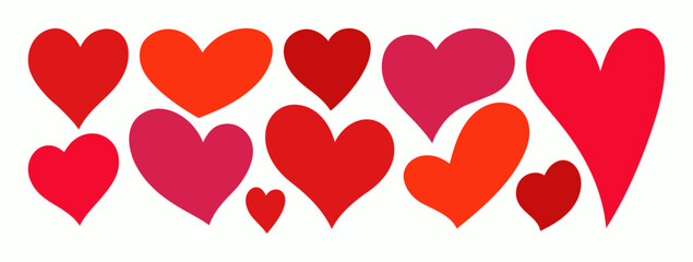 Black Heart Icons in Minimalist Style. Vector Cute Love Heart Shapes in Different Forms for Web Design, Patterns, Logos, Valentines Day Cards