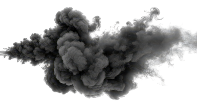 Black smoke cloud abstract shape isolated PNG with Transparent Background