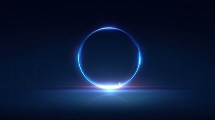 Obraz premium Abstract glowing circle on a dark background, futuristic light effect with vibrant colors and soft reflections, digital art concept