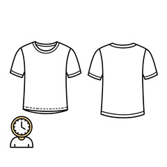 Line Art White T-Shirt Mockup with Clock