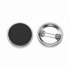 Blank black button badge isolated on white background concept of promotion and advertising campaign
