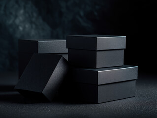 Dark Gray Gift Boxes Minimalist Product Photography