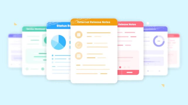 Animated digital interface with multiple app screens, mobile UI UX design and technology concept.