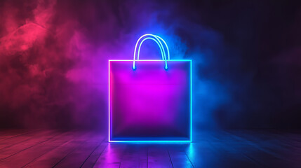 Cyber Monday Neon Shopping Bag Sign