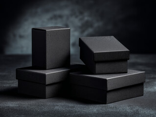 Black Gift Boxes With Subtle Shadows Minimalist Style
