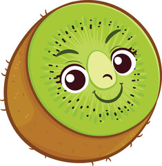 Cartoon Kiwi Fruit Character Illustration
