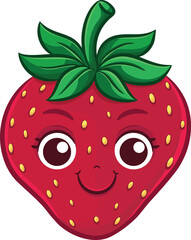 Cartoon Strawberry with Smiling Face Illustration
