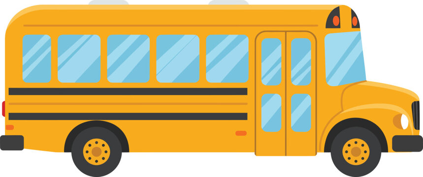 Classic yellow school bus transportation vehicle icon for educational and childcare services isolated on transparent background - Powered by Adobe