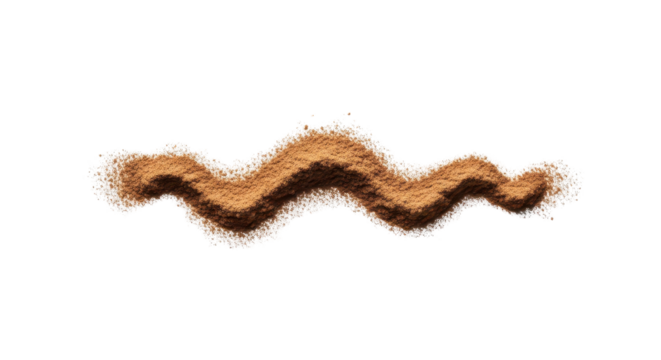 Wavy line of brown sand for abstract design element isolated PNG with Transparent Background