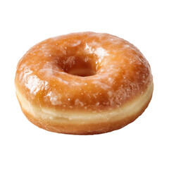 Glazed donut, round, golden-brown, glossy icing, simple