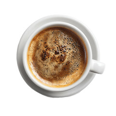 Overhead view of a cup of rich, dark espresso