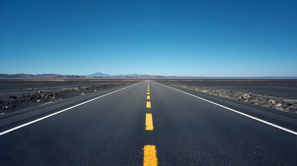 Fototapeta premium Straight Road with Beautiful Nature Landscape View