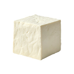 A block of pale, off-white, textured food