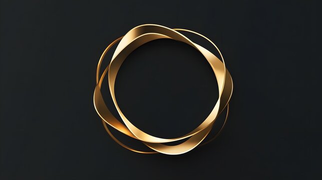 Digital illustration of interwoven, overlapping gold ribbons forming a circular shape.