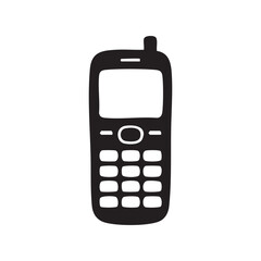 Simple Black and White Mobile Phone Illustration A Nostalgic Look Back at Early Cellular Technology