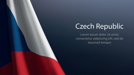 Czech Republic flag with emblem on dark gradient background