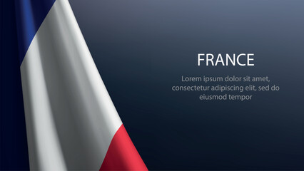 France flag with emblem on dark gradient background