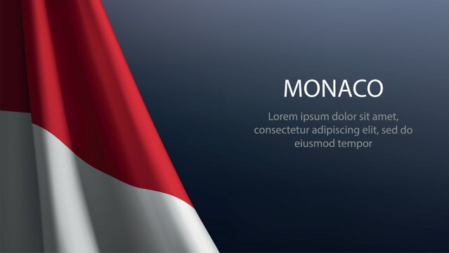 Monaco flag with emblem on dark gradient background