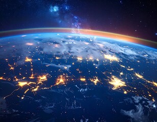 Obraz premium Earth at night, glowing cities