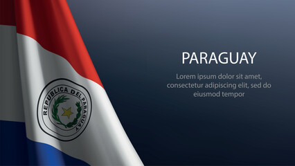 Paraguay flag with emblem on dark gradient background