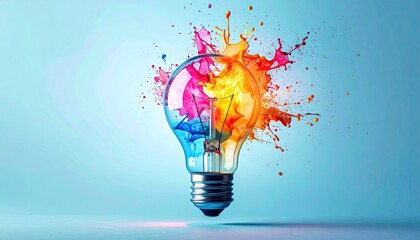 Colorful Paint Splashing from Light Bulb