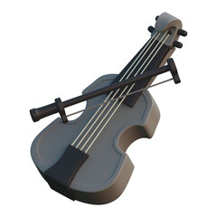 3D Violin with Bow Classical Music Instrument