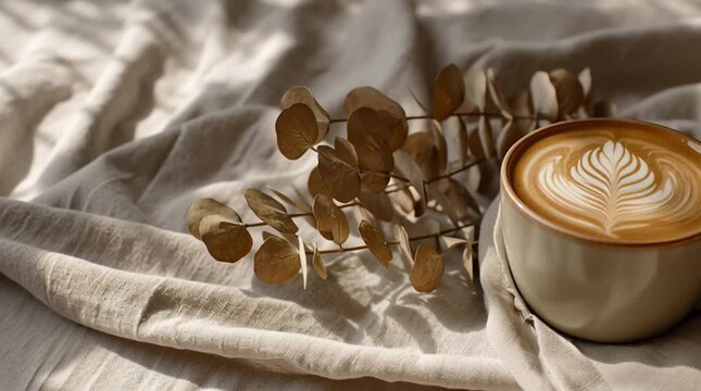 Arrangement of dried hydrangea petals on a soft neutral fabric background