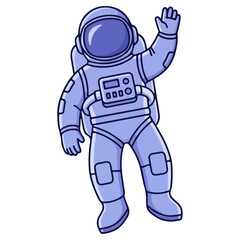 Cute Astronaut Waving Hello in Space.