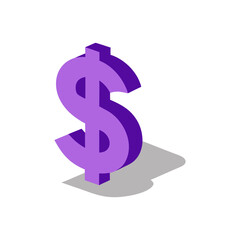 Obraz premium Vector art of isometric purple dollar sign, symbolizing wealth, finance, economic prosperity in modern design