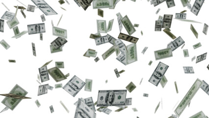 3D Money Rain USD Currency Overlay PNG. money rain effects, finance-themed graphics, business ads, wealth or investment promotions, and creative motion design projects.