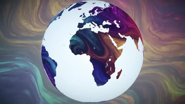 Abstract globe representing Earth with colorful swirling background   - Powered by Adobe