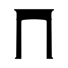 Dramatic silhouette of a solid classic arched doorway or entrance way design