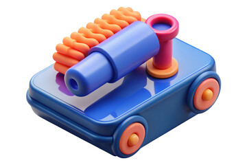 Fototapeta premium Abstract car toy isometric design playful composition 3d illustration isolated on transparent background