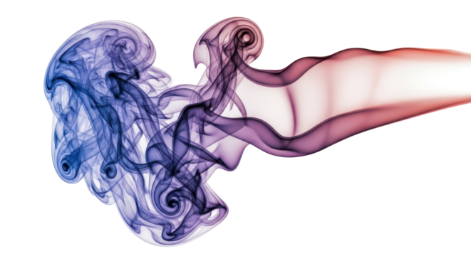 Swirling purple and red smoke isolated PNG with Transparent Background