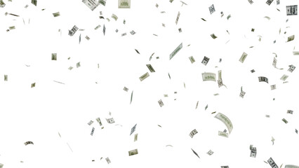 US Dollar Banknotes Flying Transparent PNG. money rain effects, finance-themed graphics, business ads, wealth or investment promotions, and creative motion design projects.