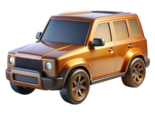 Brown suv car 3d rendering isolated transport vehicle design3d illustration isolated on transparent background