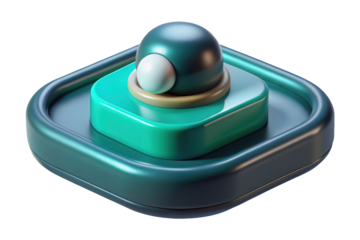 Abstract composition of geometric shapes with round and square forms 3d illustration isolated on transparent background