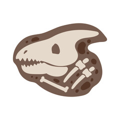 Illustration of a dinosaur fossil in brown
