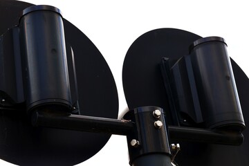 Close-up of the dark back of a modern traffic lights