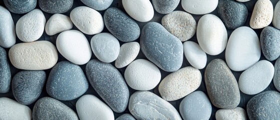 White and Gray Smooth Pebbles Seamless Texture for Design