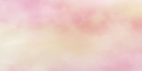 Fantasy light red, pink shades watercolor background. light pink and white colors background for design subtle color. Soft pink grunge background frame plane sky view with stars and sunset