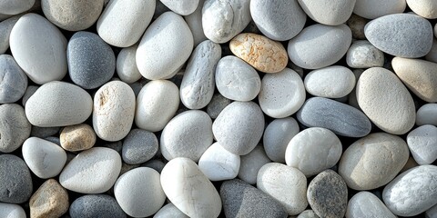 Natural Pebbles and Stones on White Background for Textures