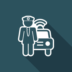 Vector illustration of single isolated police girl icon