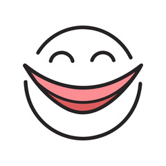 Playful laughing smiley face vector illustration with bold clean line art and vibrant colors, perfect for emoji, social media reactions, stickers, branding, and fun designs.